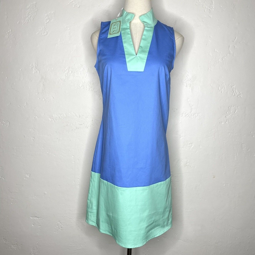 Sail To Sable Womens XS Marina Cabbage Color Block Sleeveless Shift STS